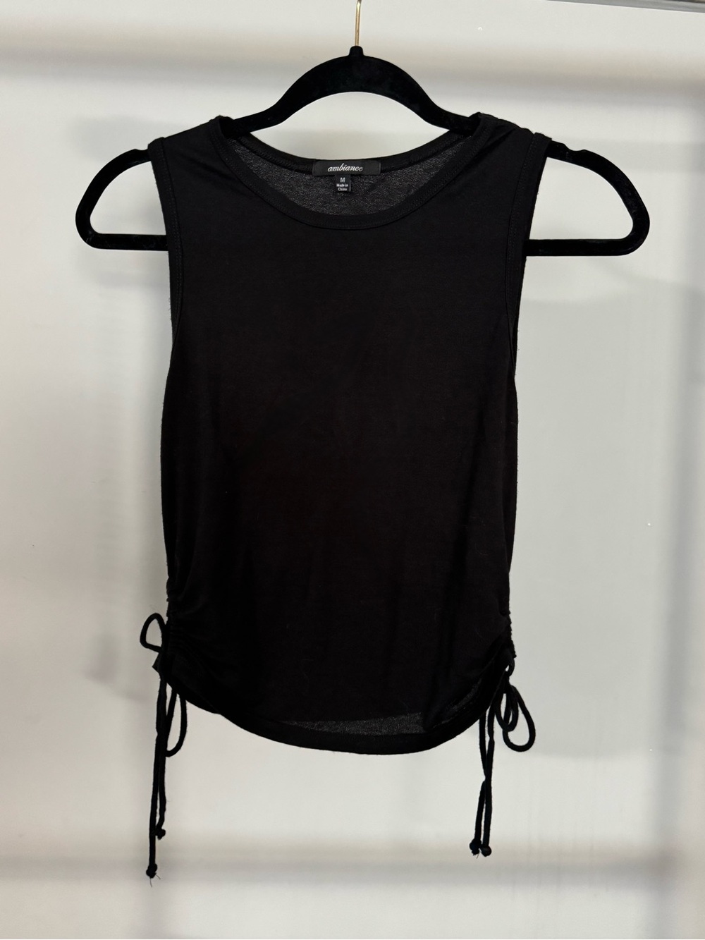 Runched side tie tank